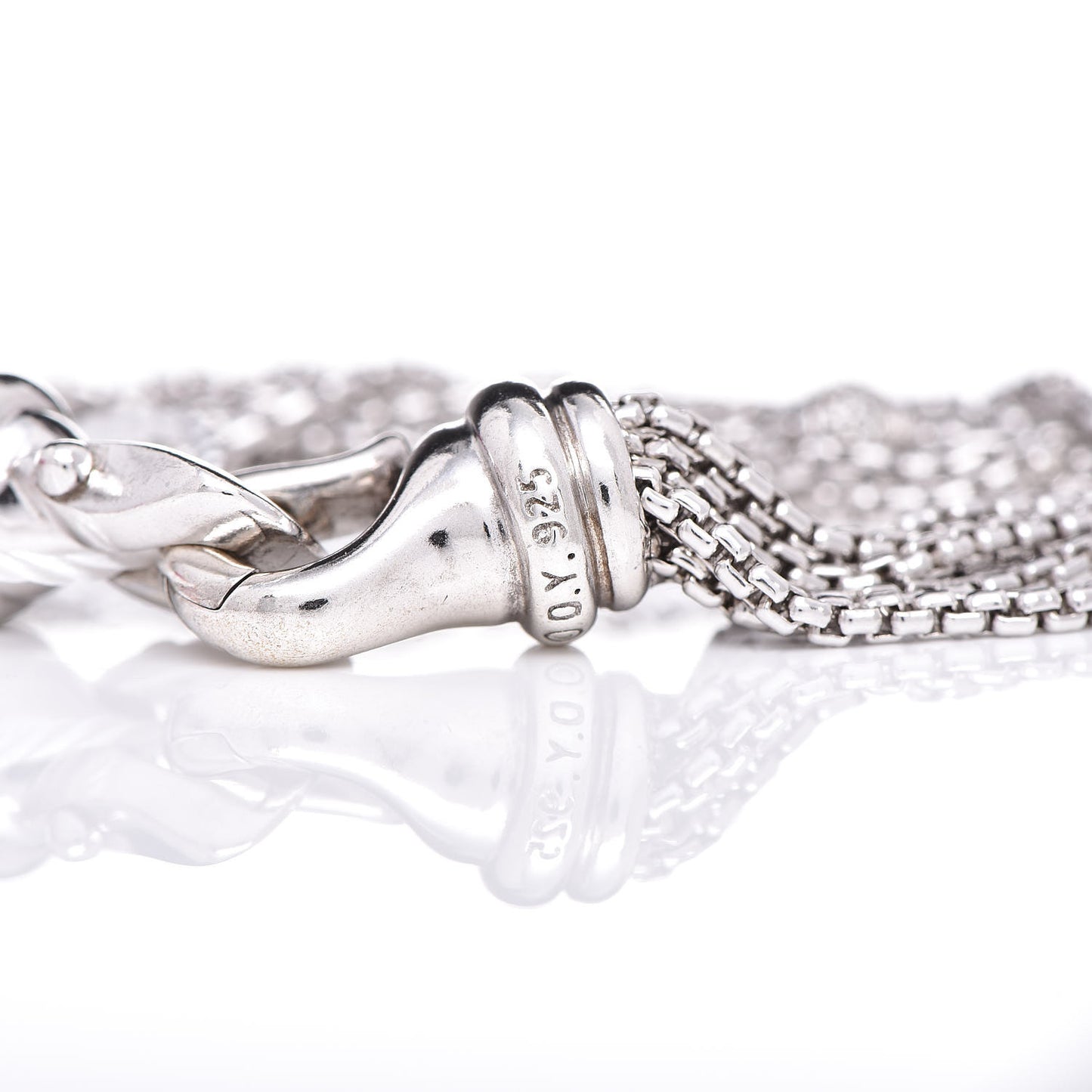 Sterling Silver Diamond Pave Bead Multi Strand Bracelet