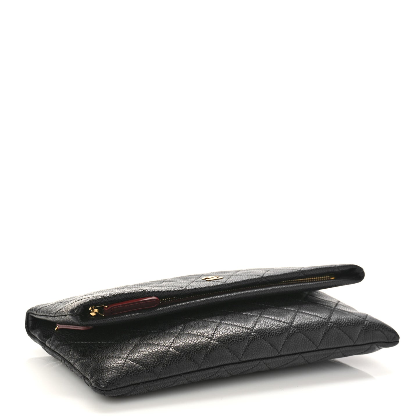 Caviar Quilted CC Beauty Clutch Black