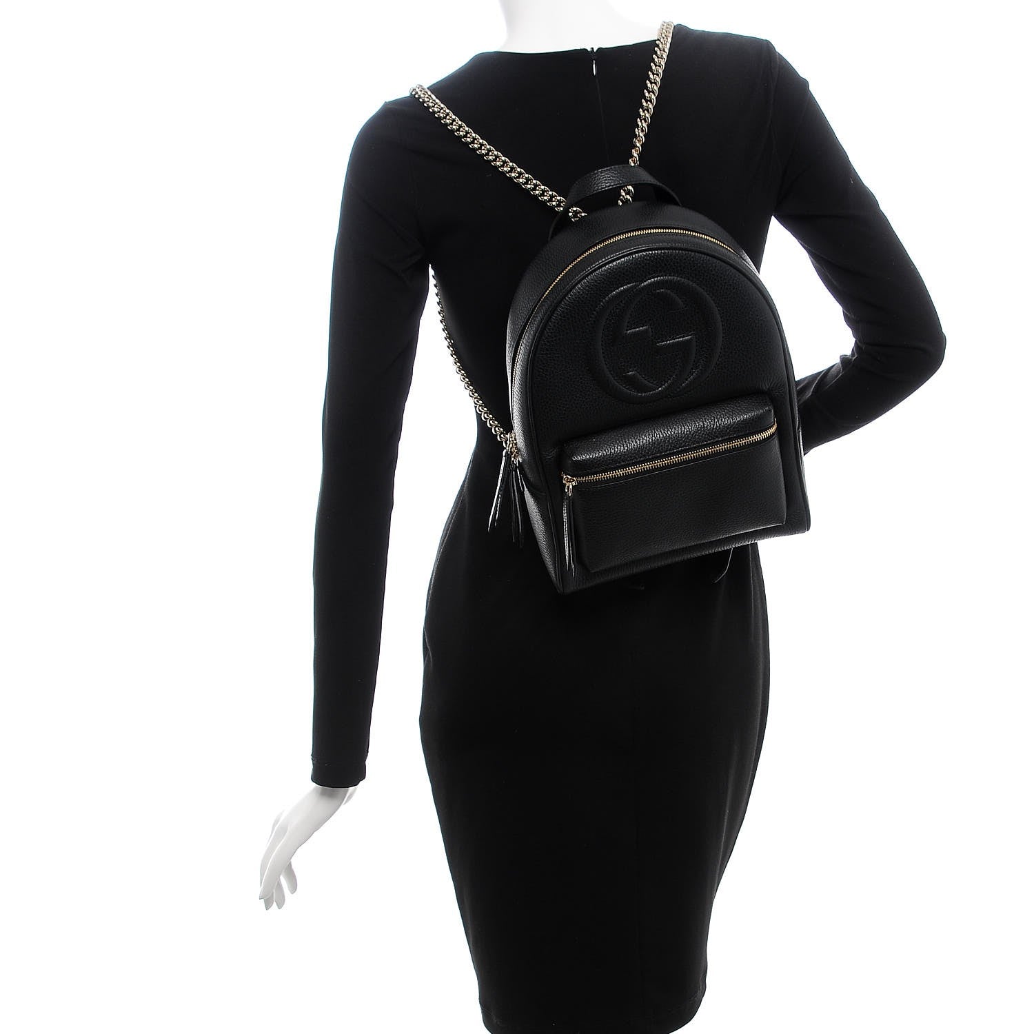 Gucci Pebbled Calfskin Soho Chain Backpack Black 2 of 7