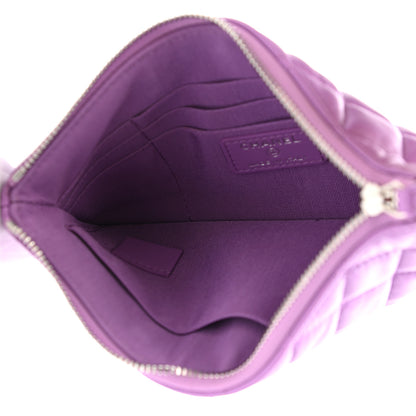 Chanel Lambskin Quilted Zipped Pouch Purple 5 of 8