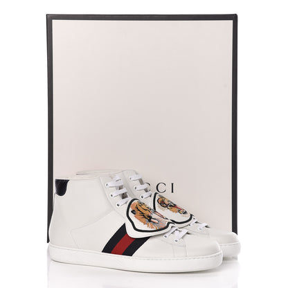 Gucci Calfskin Ayers Web Tiger Removable Patches Mens Ace High Top Sneakers 11 White 10 of 10