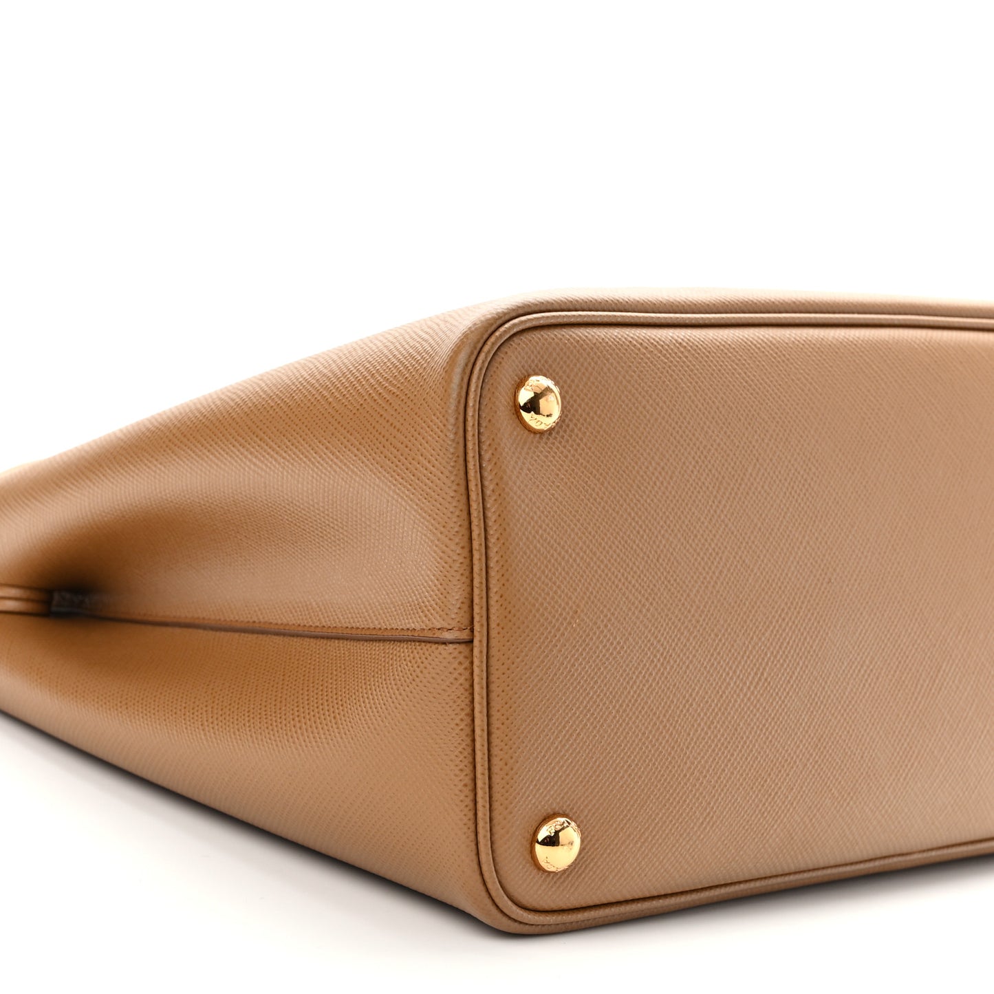 Saffiano Cuir Small Double Bag Caramel Fuoco