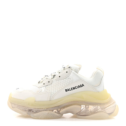 Balenciaga Fabric Mesh Clear Sole Womens Triple S Sneakers 38 White 1 of 10