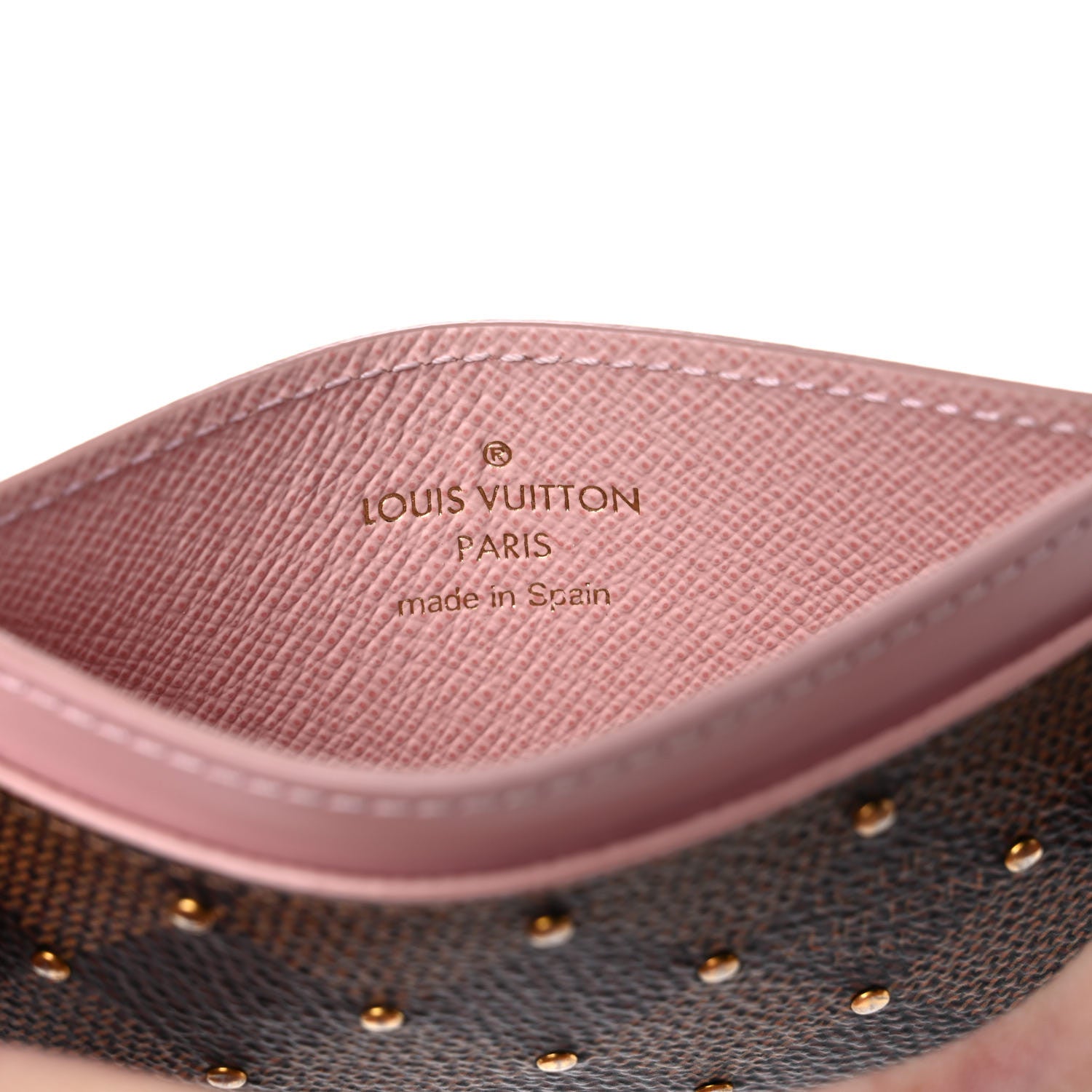 Louis Vuitton Damier Ebene Studded Card Holder Rose Ballerine 6 of 11