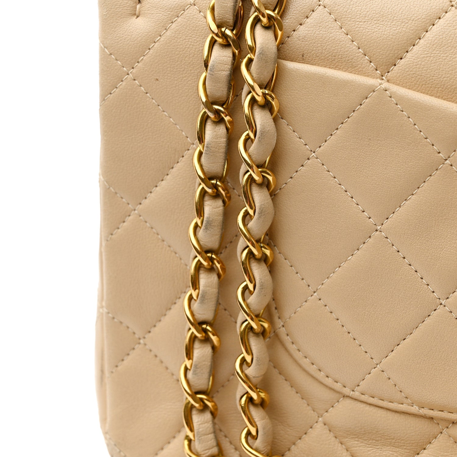 Chanel Lambskin Quilted Medium Double Flap Beige 14 of 15