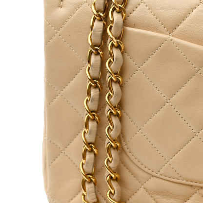 Chanel Lambskin Quilted Medium Double Flap Beige 14 of 15
