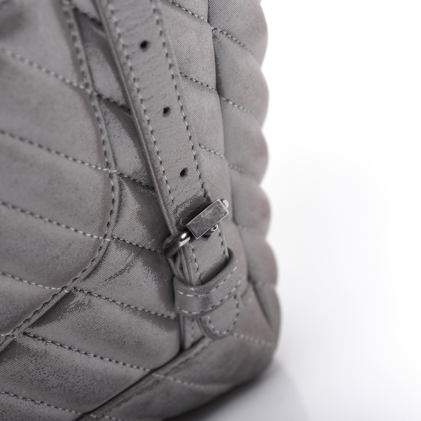 Metallic Calfskin Chevron Quilted Small Urban Spirit Backpack Silver