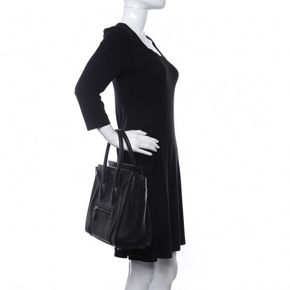 Celine Drummed Calfskin Micro Luggage Black 2 of 9