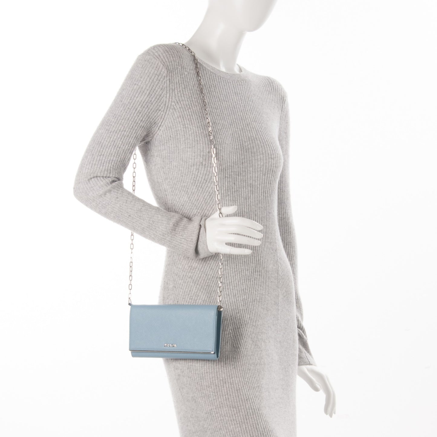 Saffiano Metal Bar Chain Wallet Astrale