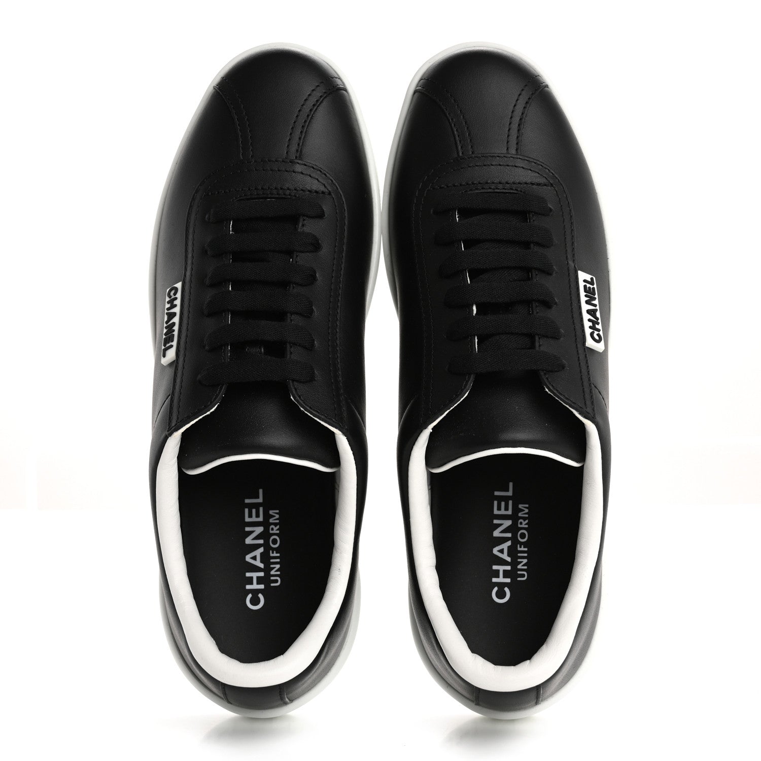 Chanel Calfskin CC Womens Sneakers 37.5 Black 2 of 9