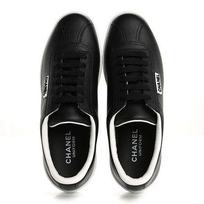 Chanel Calfskin CC Womens Sneakers 37.5 Black 2 of 9