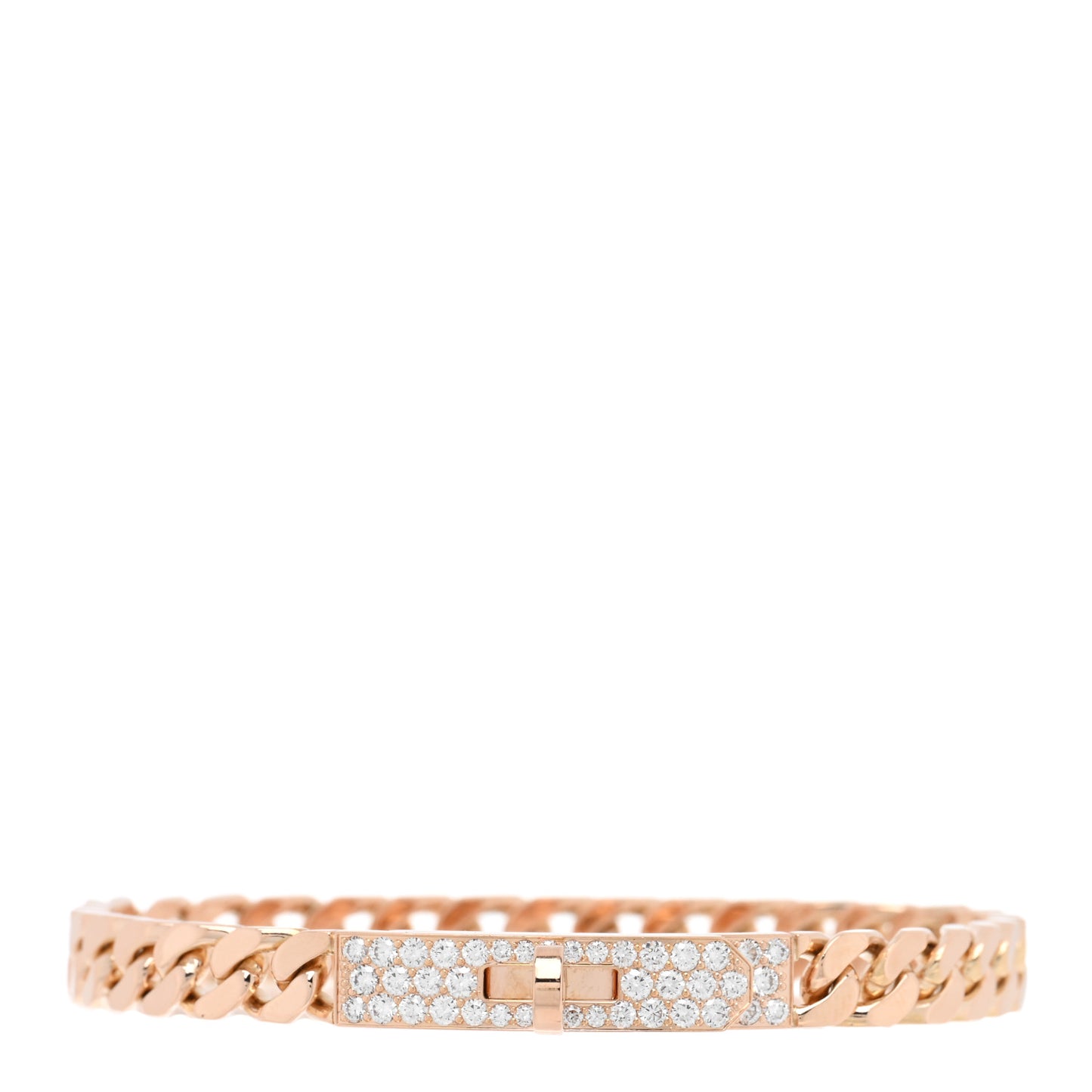 18K Rose Gold Diamond PM Kelly Gourmette Bracelet LG