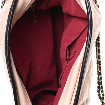 Chanel Aged Calfskin Quilted Large Gabrielle Hobo Beige Black 4 of 4