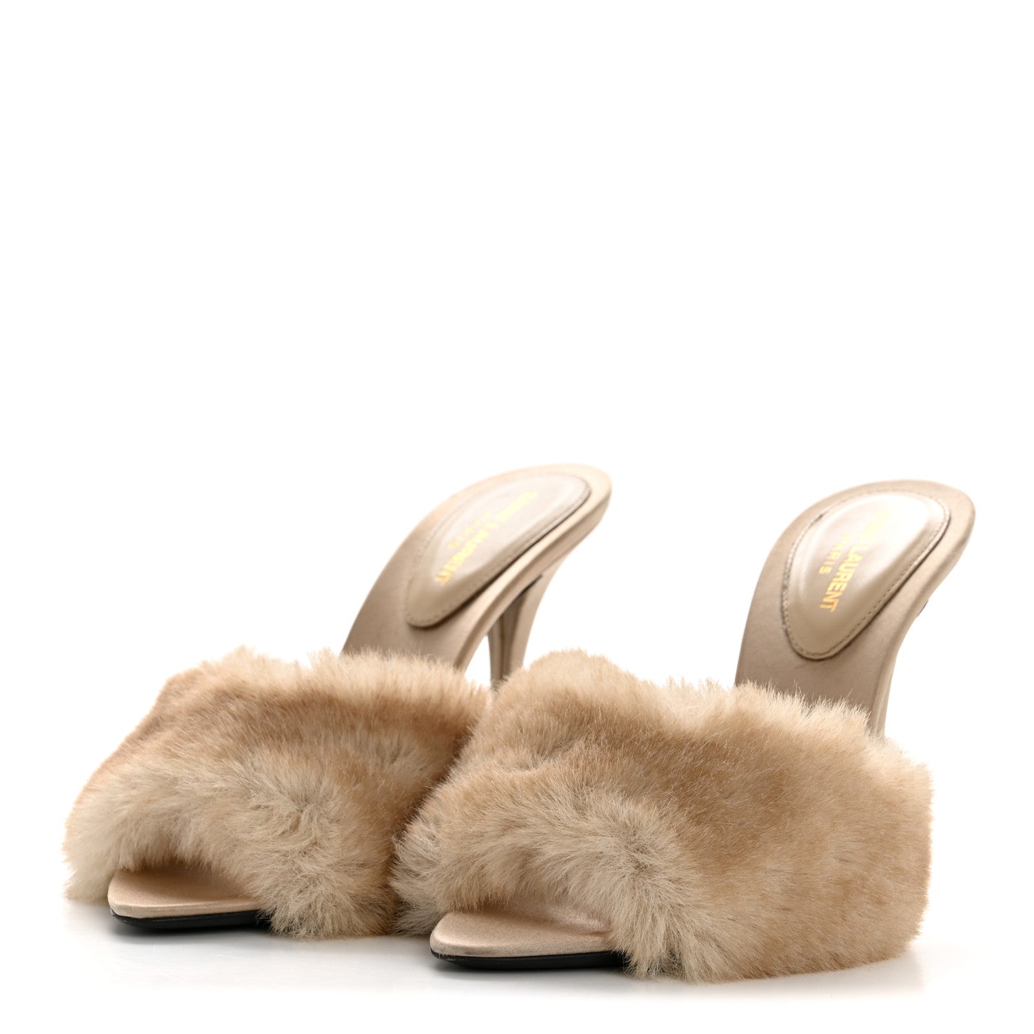 Saint Laurent Faux Fur La 16 Mule Sandals 36 Light Beige 4 of 9