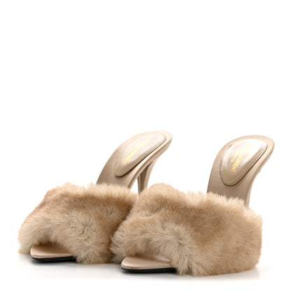 Saint Laurent Faux Fur La 16 Mule Sandals 36 Light Beige 4 of 9