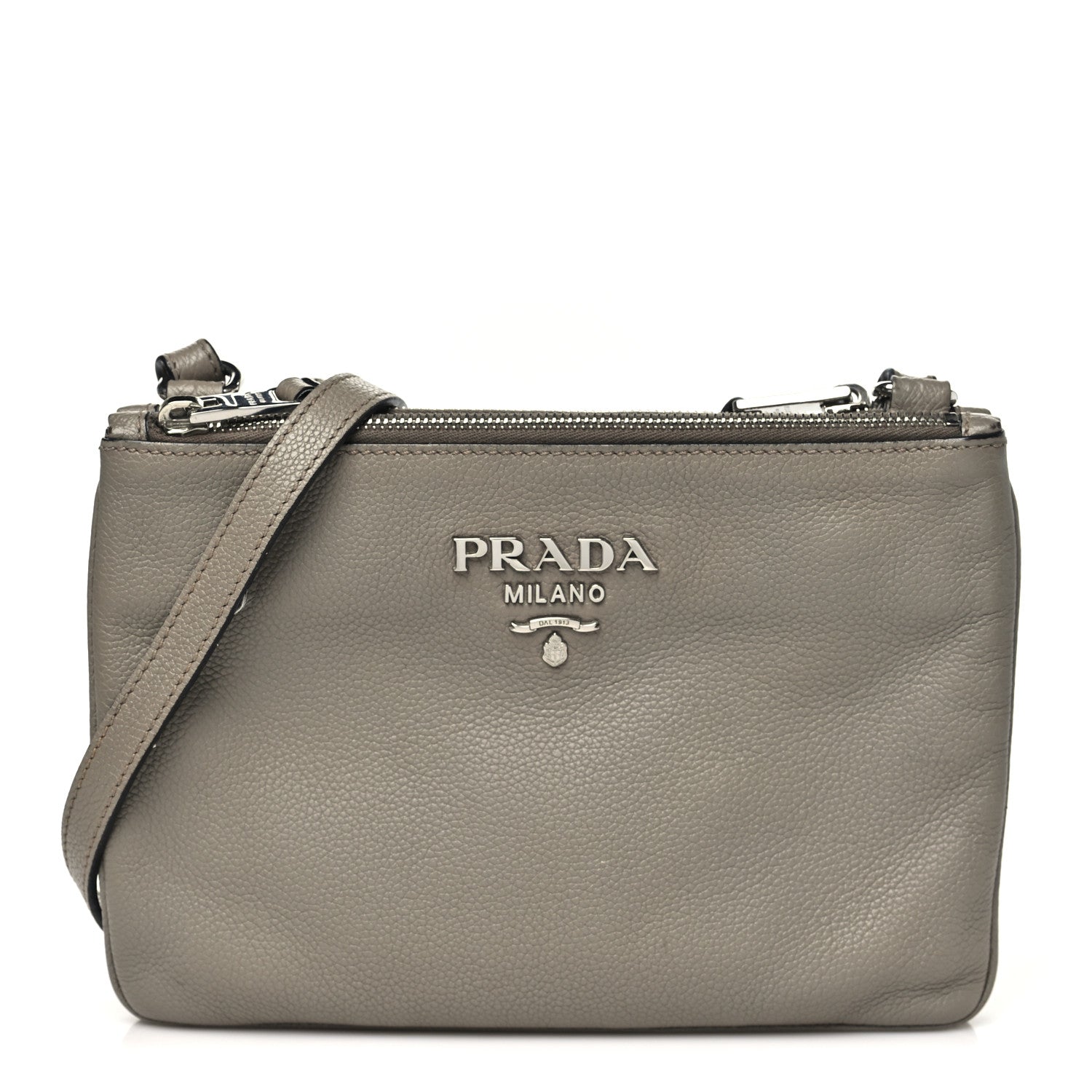Prada Vitello Phenix Double Zip Crossbody Bag Argilla 1 of 12