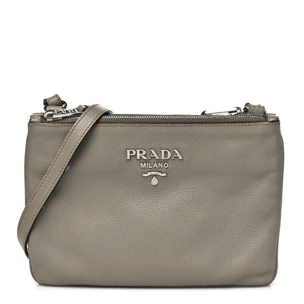 Prada Vitello Phenix Double Zip Crossbody Bag Argilla 1909299