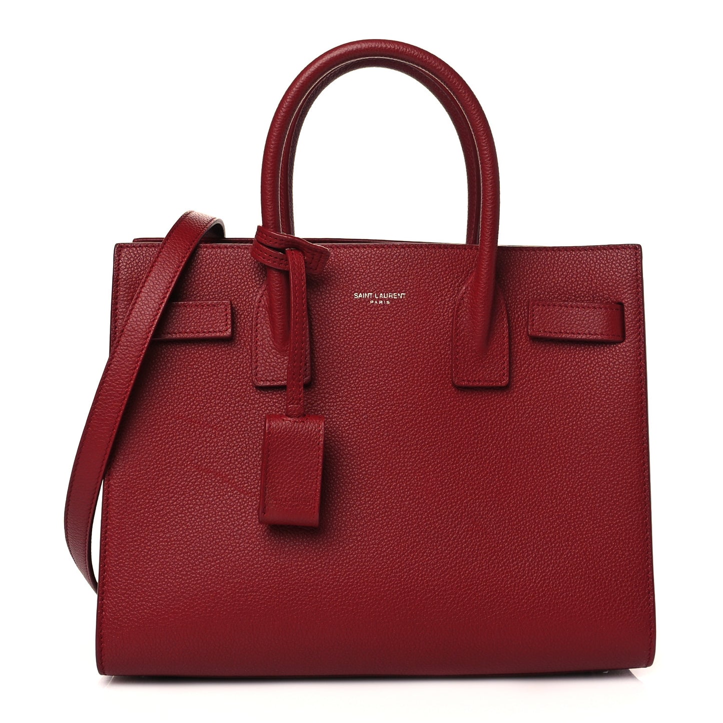 Grained Calfskin Topstich Baby Sac De Jour Red