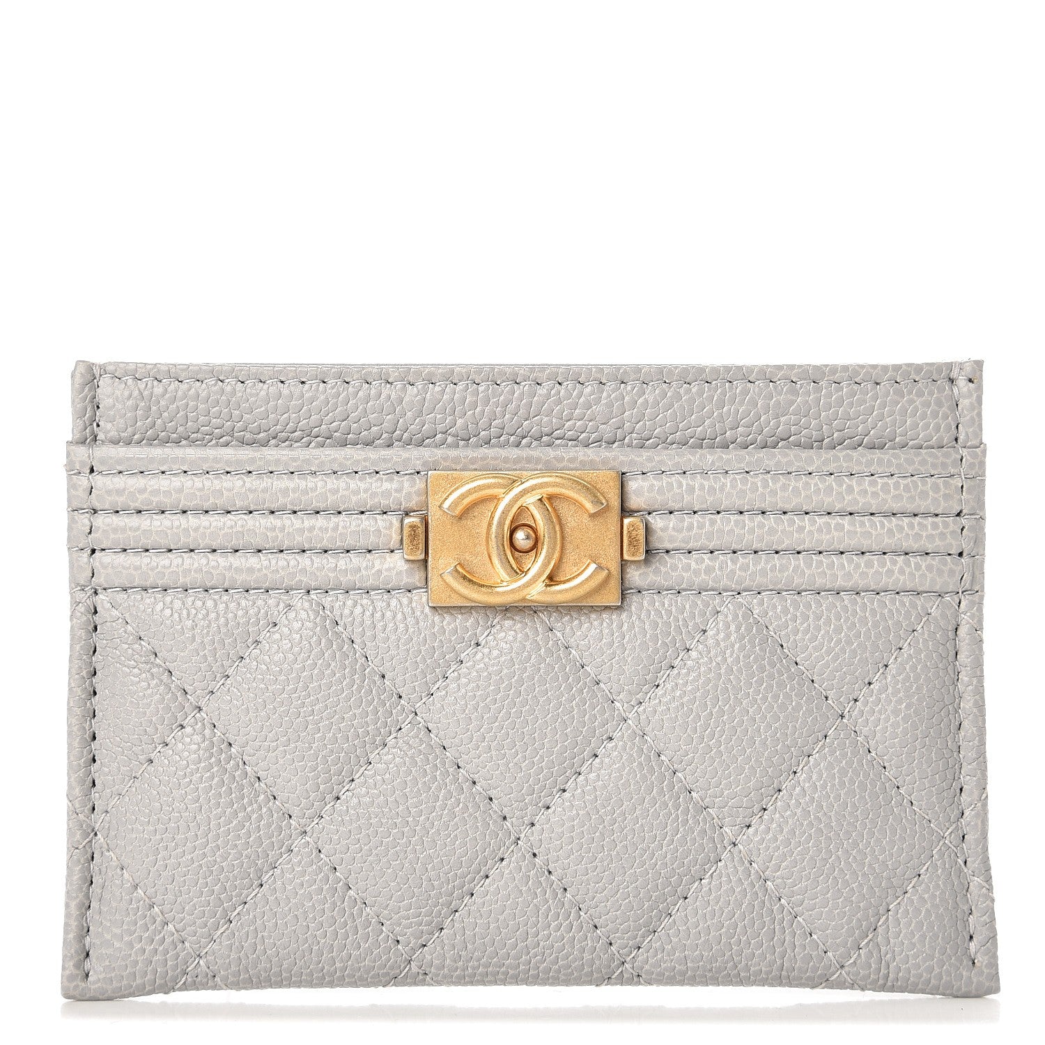 Chanel Caviar Quilted Boy Card Holder Grey 1 of 9