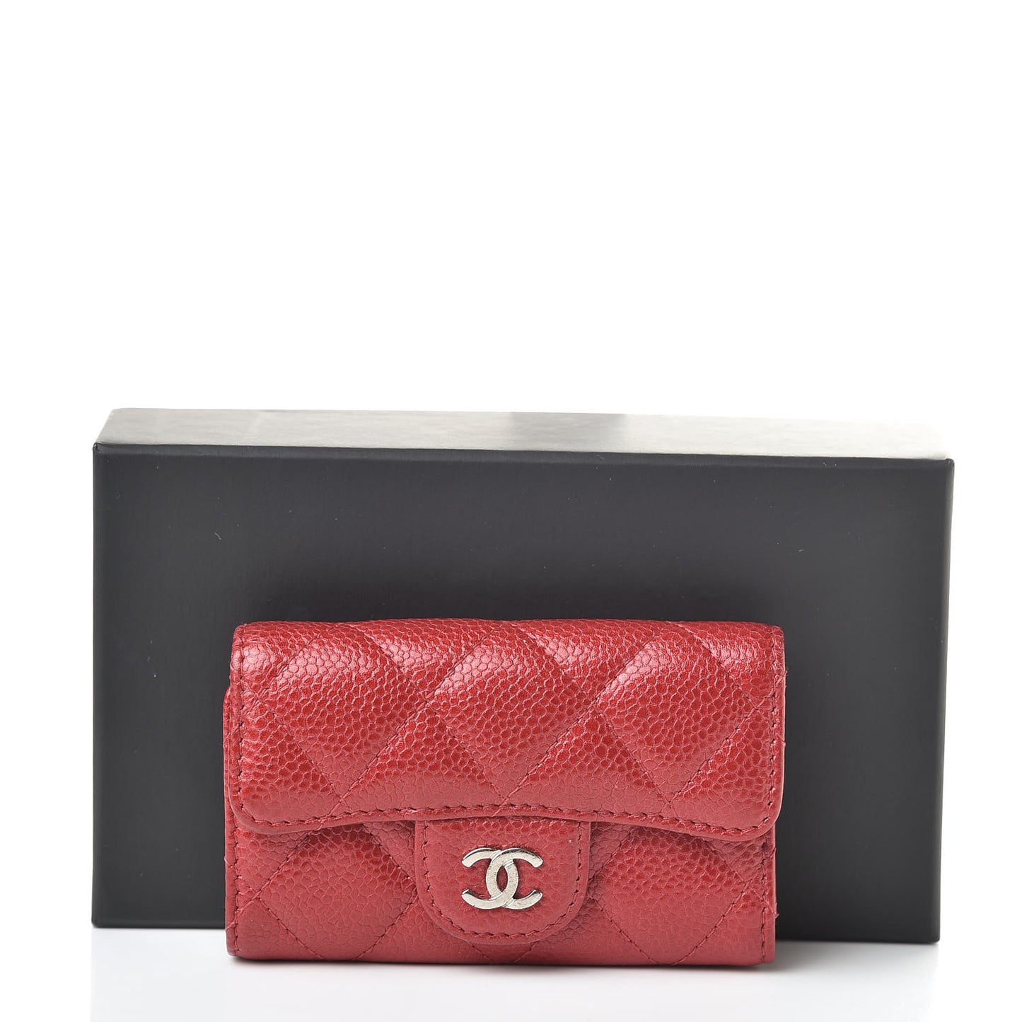 Metallic Caviar Quilted 6 Key Holder Dark Pink