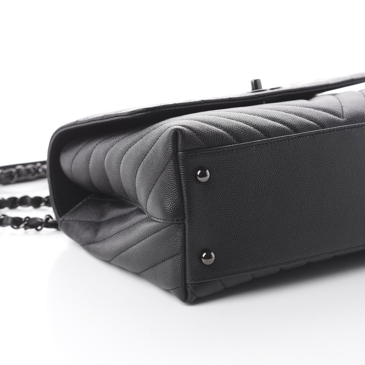 Chanel Caviar Chevron Quilted Small Coco Handle Flap So Black 5 of 8