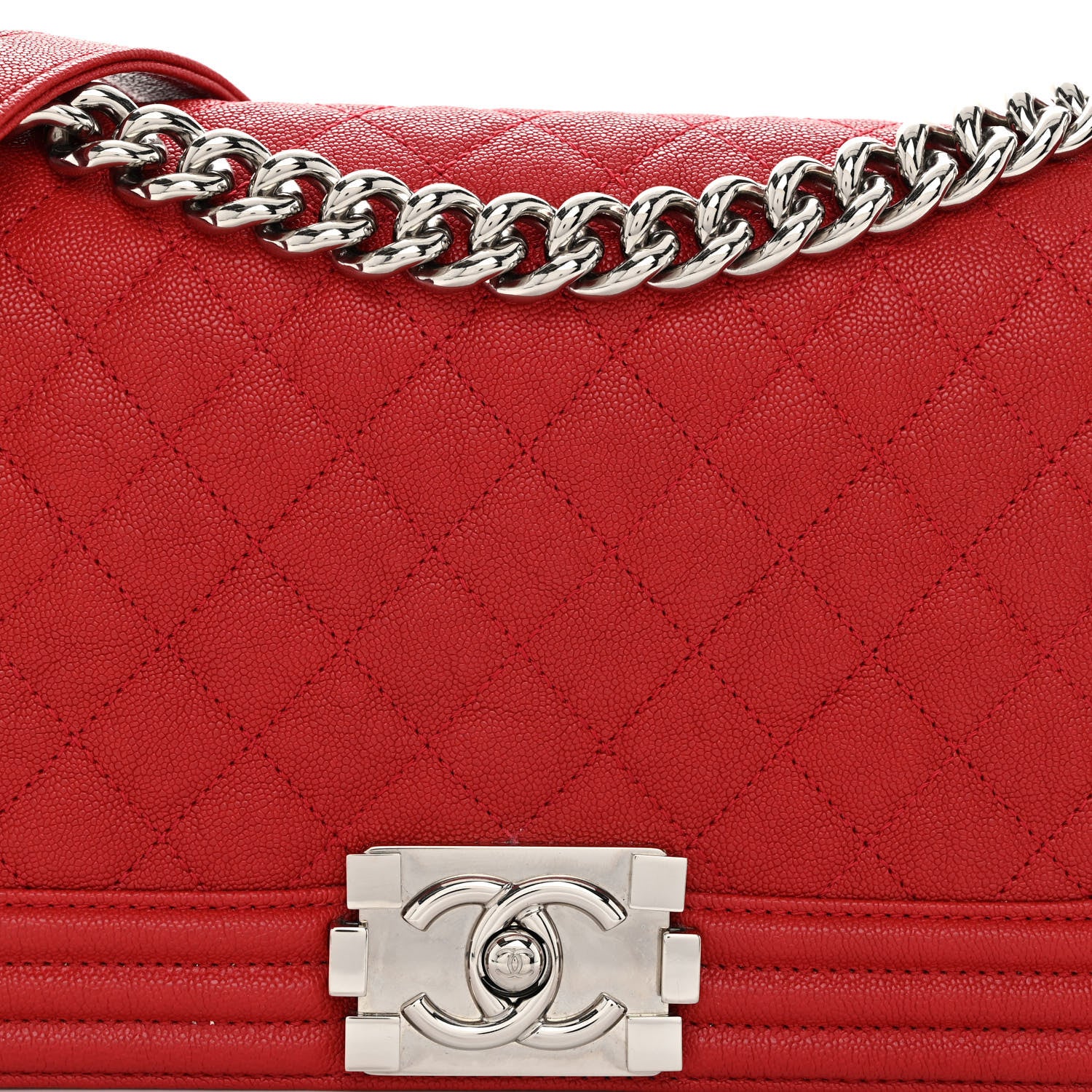 Chanel Caviar Quilted Medium Boy Flap Red 8 of 11