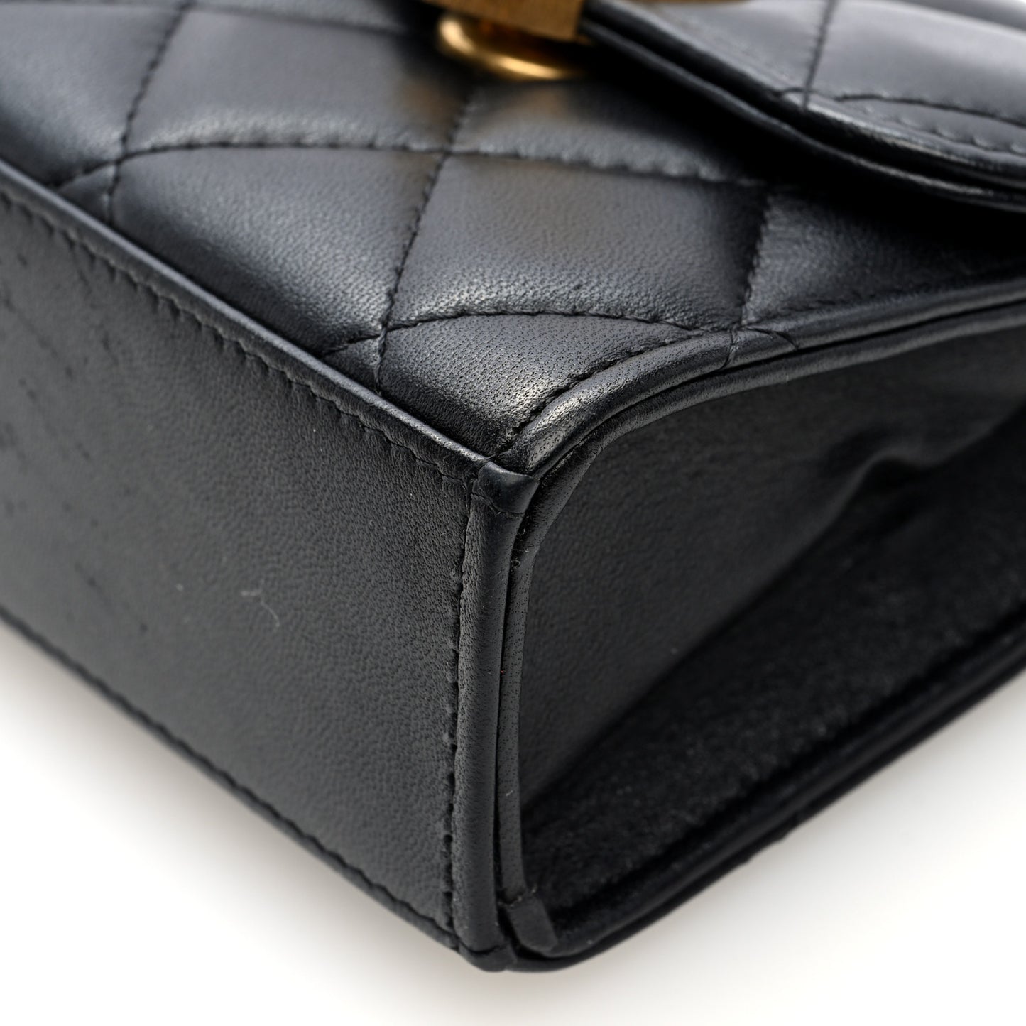 Lambskin Plexiglass Quilted Coco Love Clutch With Chain Black