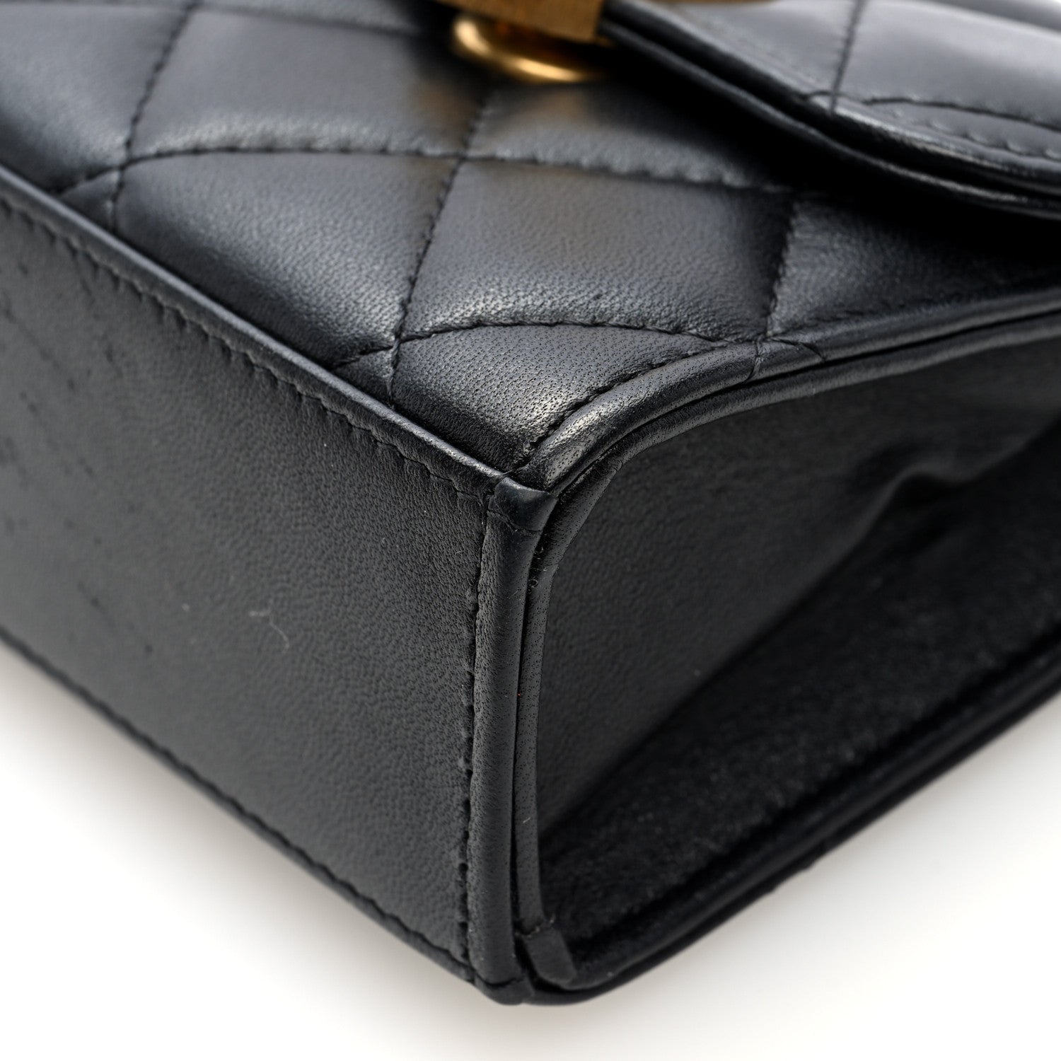 Chanel Lambskin Plexiglass Quilted Coco Love Clutch With Chain Black 10 of 10