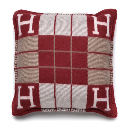 Hermes Wool Cashmere Avalon III Pillow PM Ecru Rouge 3 of 6