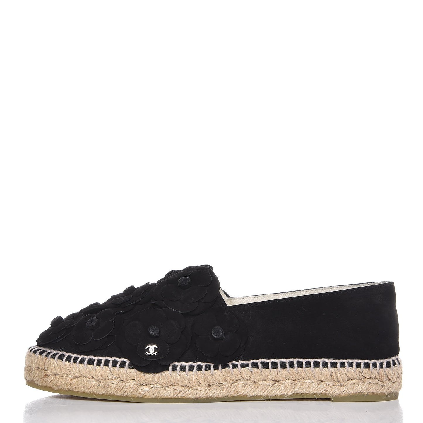 Suede Camellia CC Espadrilles 41 Black