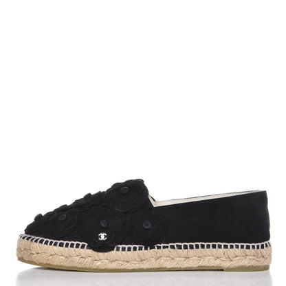 Chanel Suede Camellia CC Espadrilles 41 Black 1 of 9