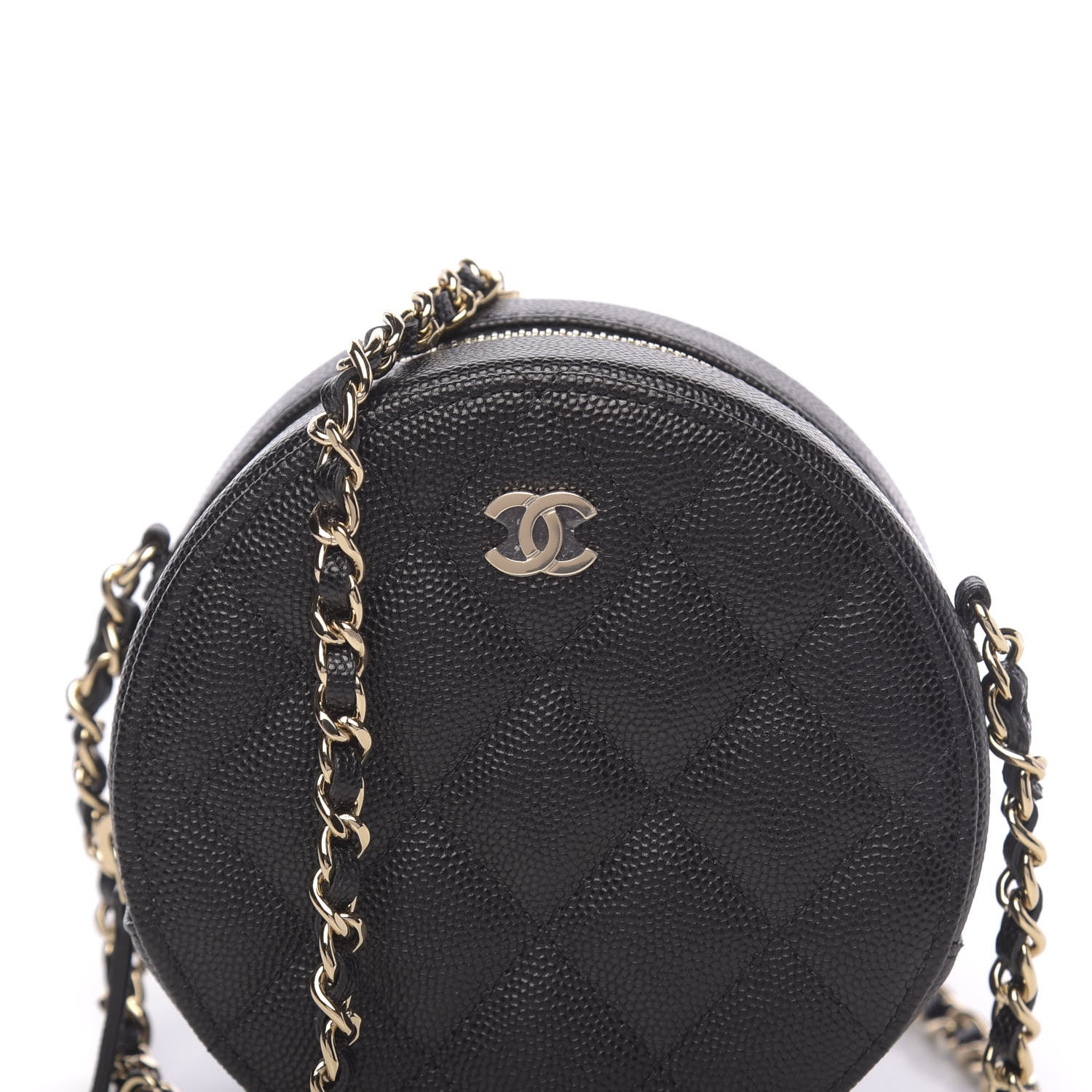 Chanel Caviar Quilted Round Clutch With Chain Black 10 of 11
