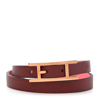 Hermes Swift Behapi Double Tour Bracelet T3 Rouge H Rose Ete 1 of 5