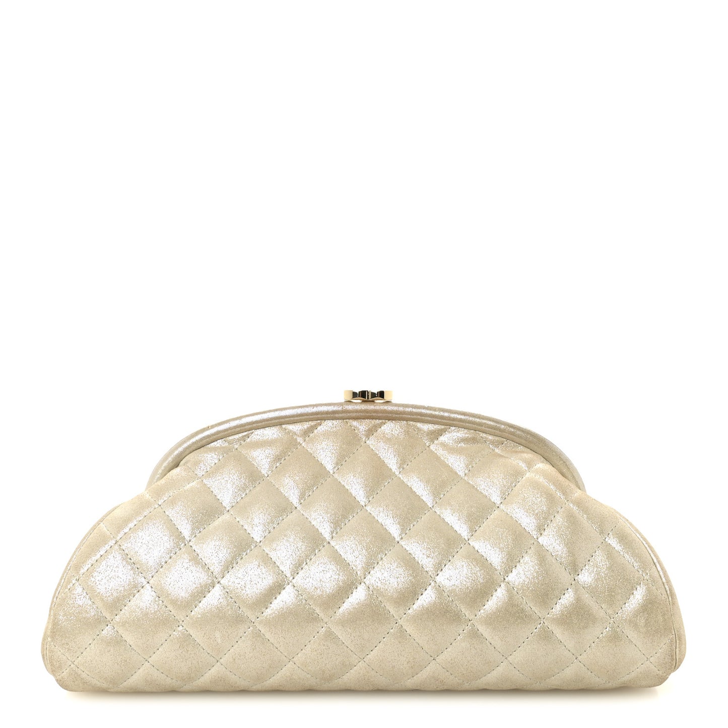Metallic Calfskin Quilted Timeless Clutch Gold