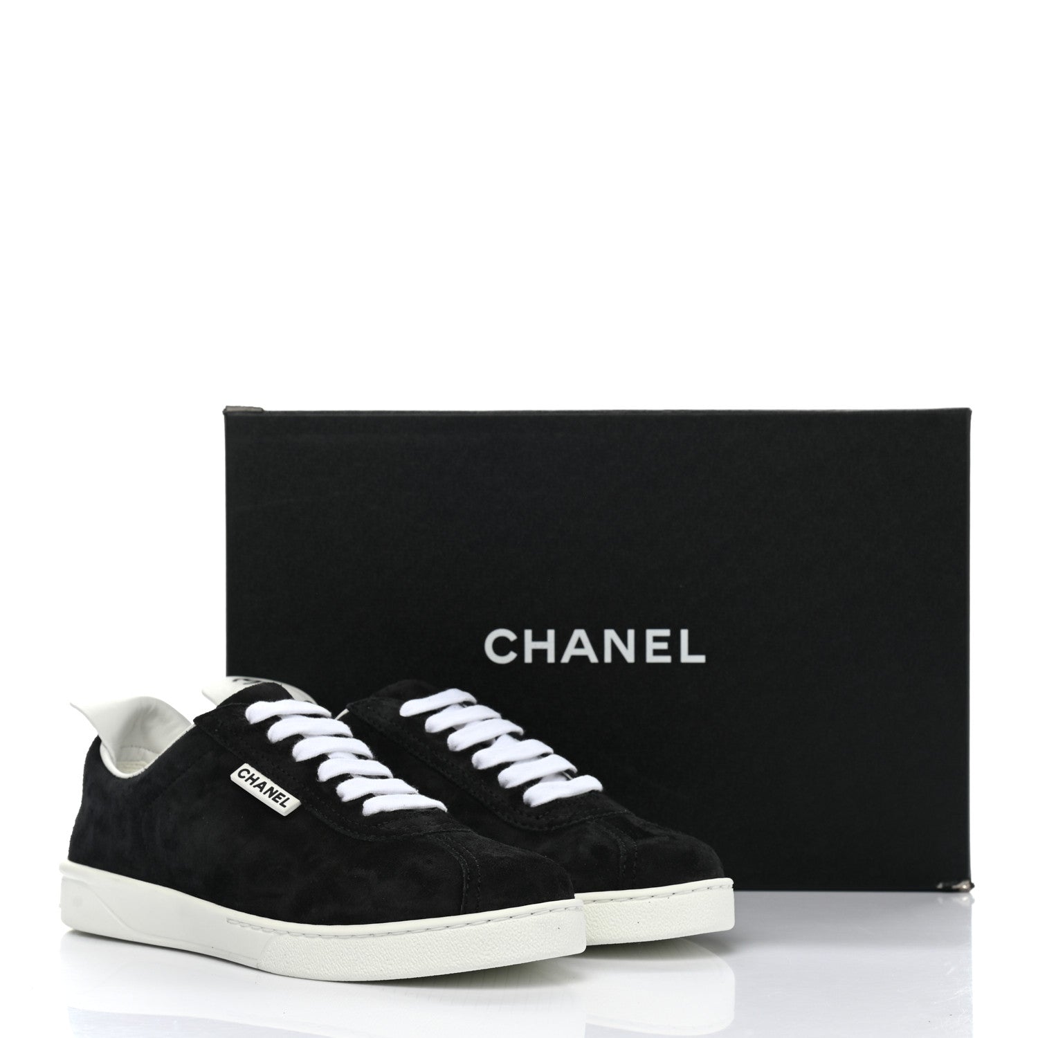 Chanel Suede Calfskin CC Sneakers 39 Black 10 of 10