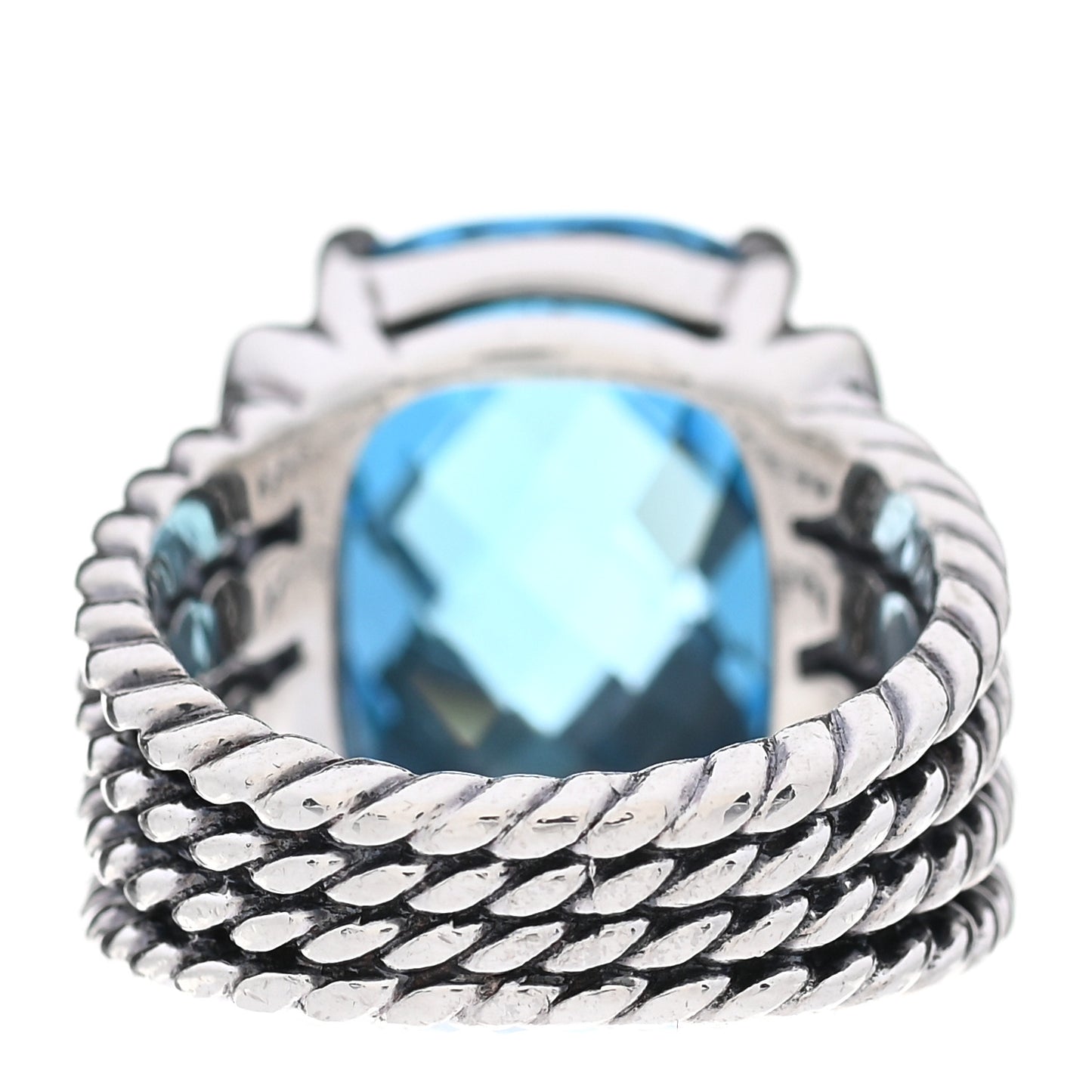 Sterling Silver Diamond Blue Topaz 16mm Wheaton Ring 51 5.75