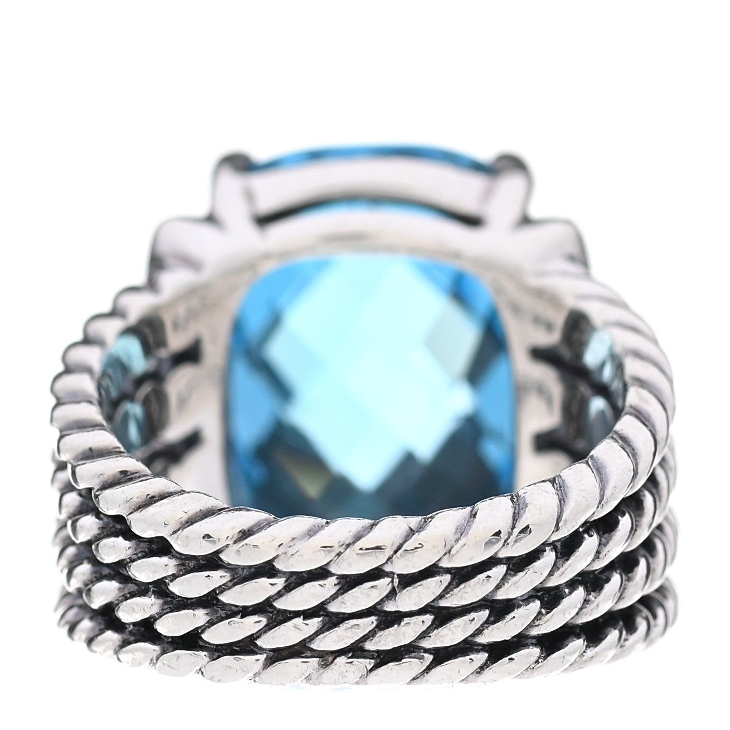 David Yurman Sterling Silver Diamond Blue Topaz 16mm Wheaton Ring 51 5.75 3 of 5