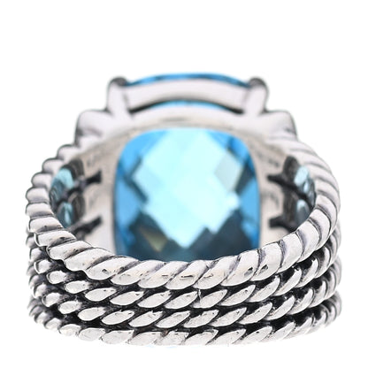 David Yurman Sterling Silver Diamond Blue Topaz 16mm Wheaton Ring 51 5.75 3 of 5