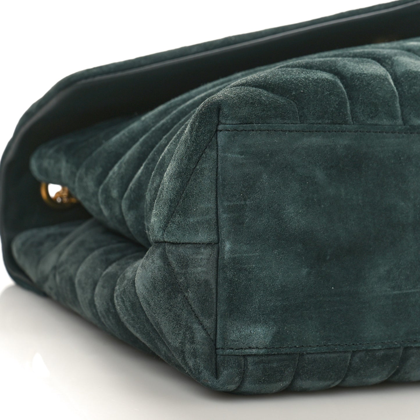 Suede Y Quilted Monogram Medium Loulou Chain Satchel Deep Green