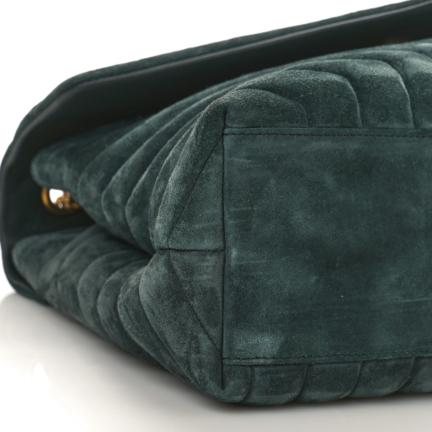 Saint Laurent Suede Y Quilted Monogram Medium Loulou Chain Satchel Deep Green 7 of 8