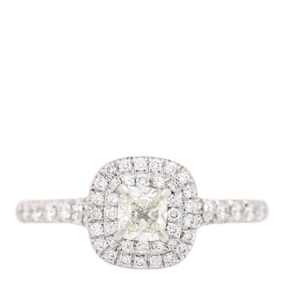 Tiffany Platinum Diamond .21ct Soleste Cushion Cut Double Halo Engagement Ring 50 5.5 1 of 4