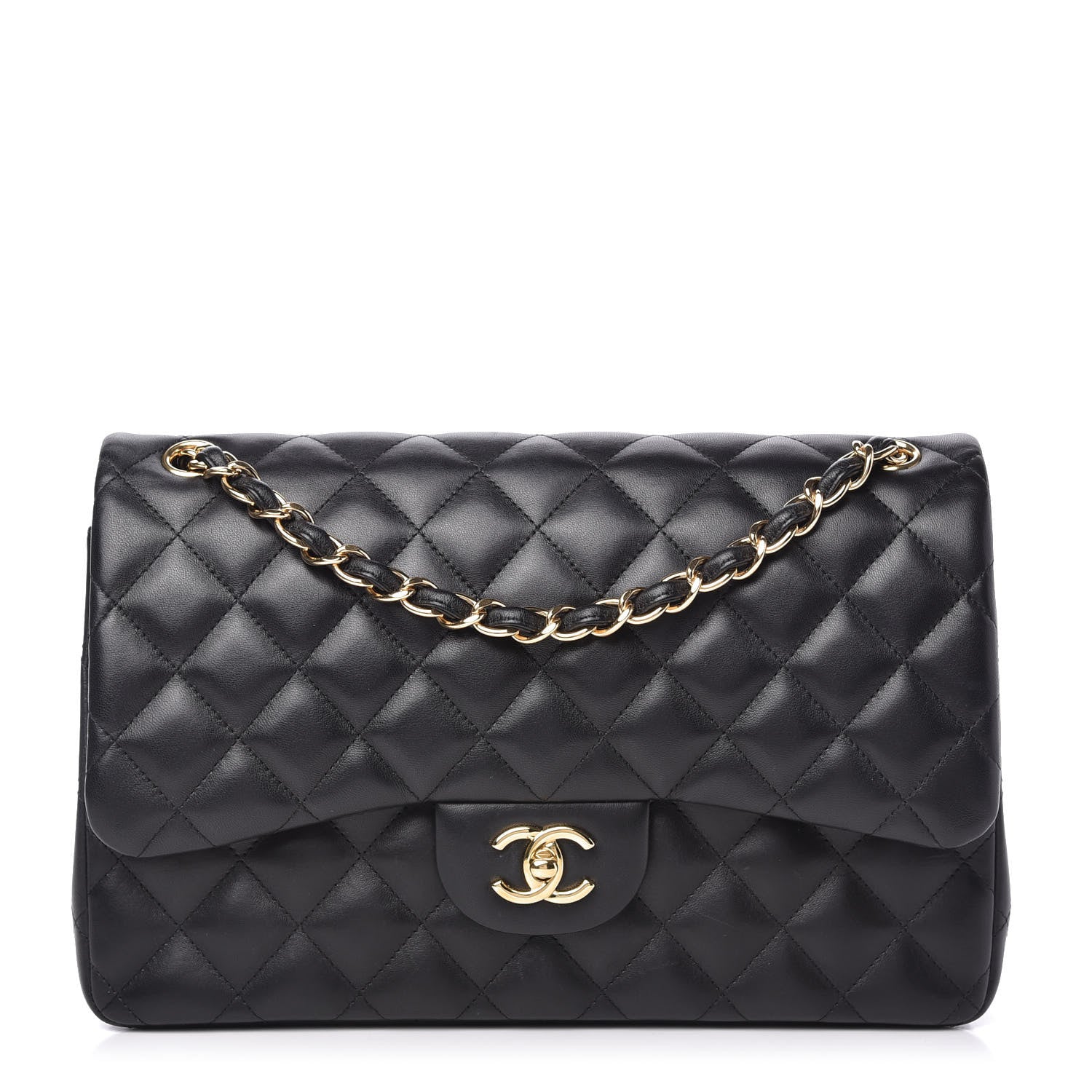 Chanel Lambskin Quilted Jumbo Double Flap Black 1 of 11