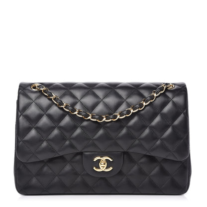 Chanel Lambskin Quilted Jumbo Double Flap Black 1 of 11