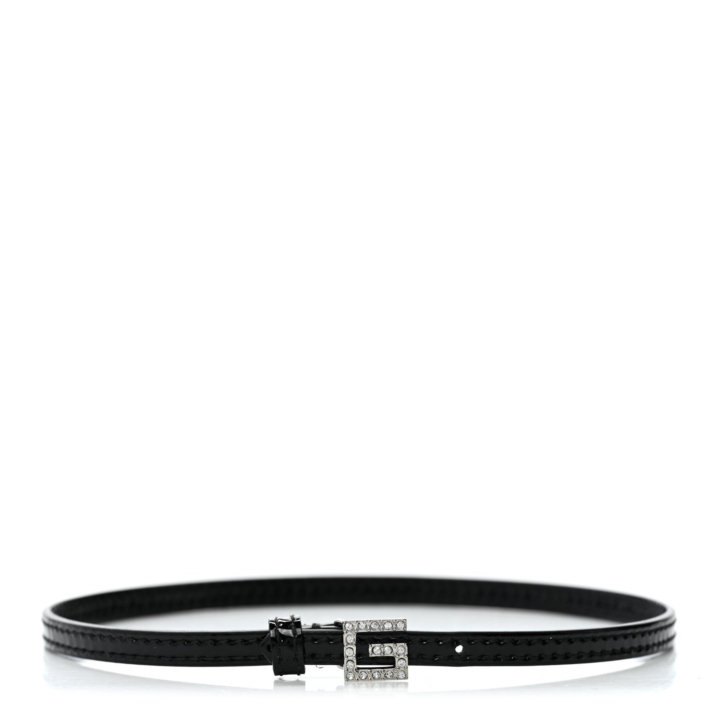 Patent Crystal G Buckle Choker Black