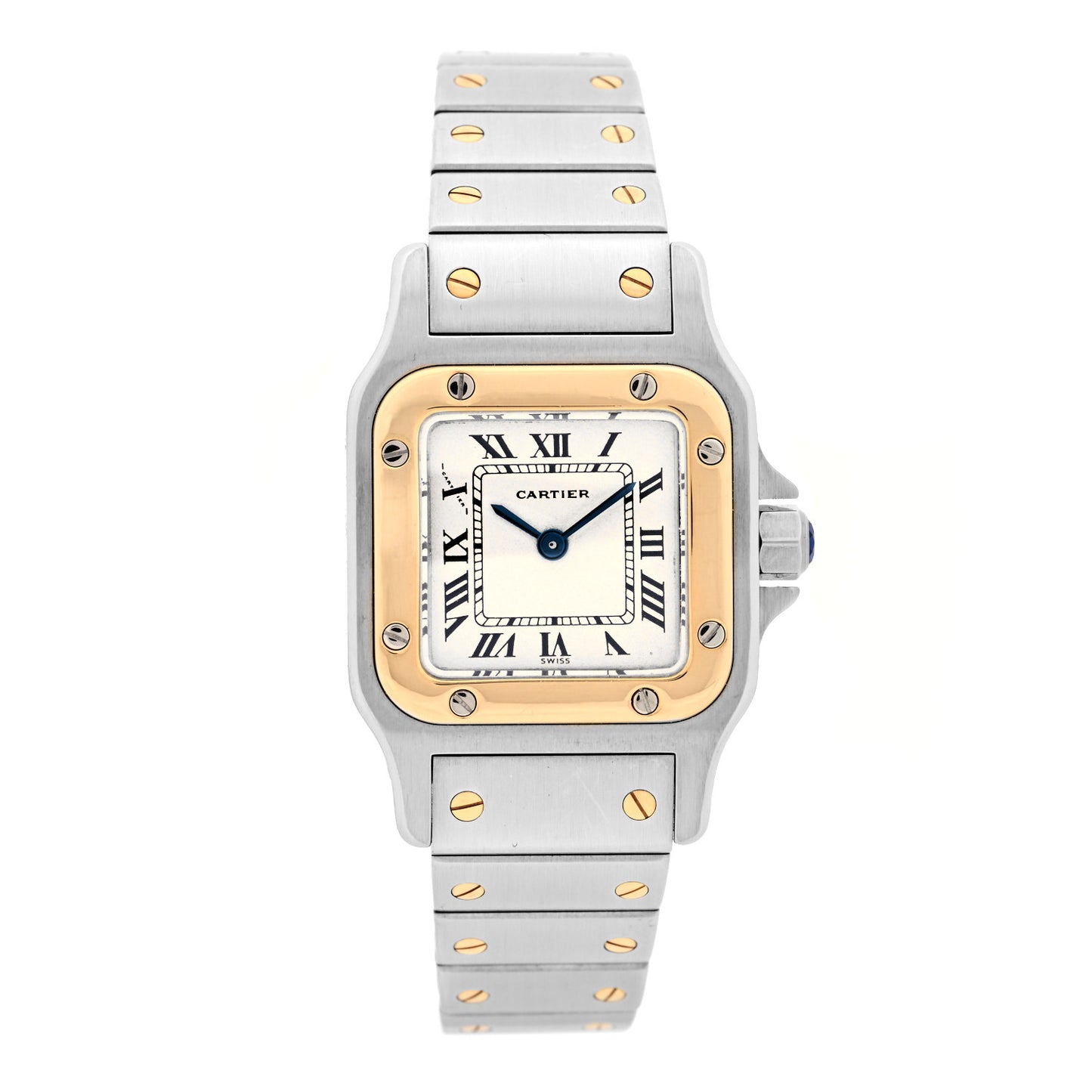 Stainless Steel 18K Yellow Gold 24mm Santos De Cartier Galbee Quartz Watch