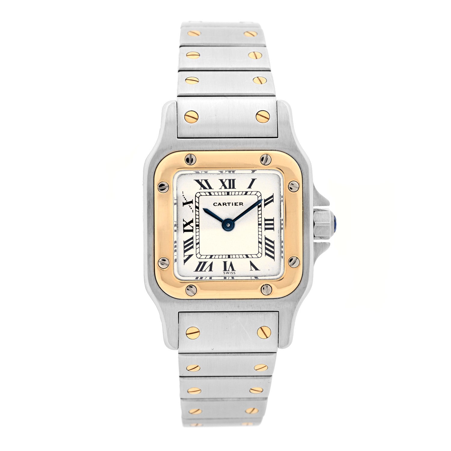 Cartier Stainless Steel 18K Yellow Gold 24mm Santos De Cartier Galbee Quartz Watch 1 of 4