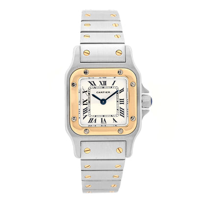 Cartier Stainless Steel 18K Yellow Gold 24mm Santos De Cartier Galbee Quartz Watch 1 of 4