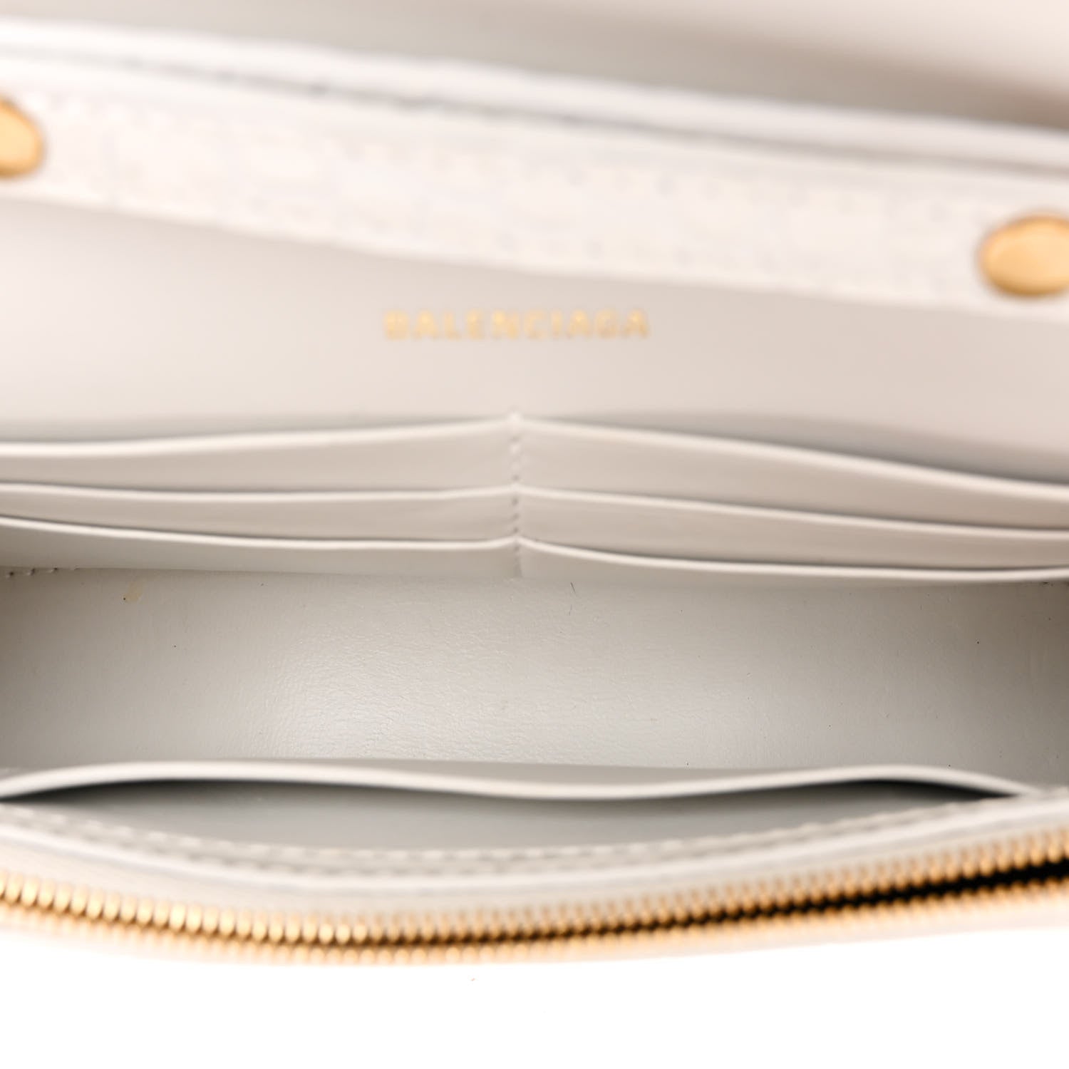 Balenciaga Shiny Calfskin Crocodile Embossed Hourglass Chain Bag White 5 of 13