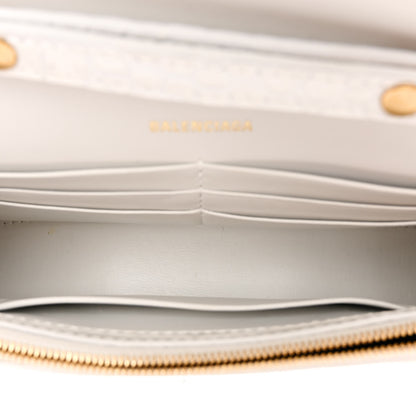 Balenciaga Shiny Calfskin Crocodile Embossed Hourglass Chain Bag White 5 of 13