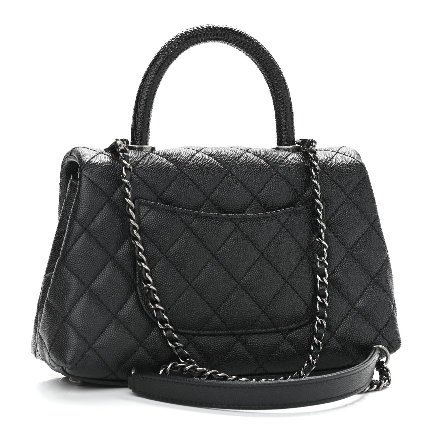 Chanel Caviar Lizard Embossed Quilted Mini Coco Handle Flap Black 3 of 12